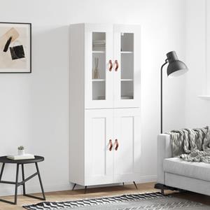 Hoge kast 69,5x34x180 cm bewerkt hout wit