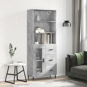VidaXL Hoge kast 69,5x34x180 cm bewerkt hout betongrijs