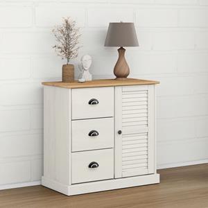 VidaXL Dressoir met lades VIGO 78x40x75 cm massief grenenhout wit