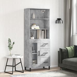 VidaXL Hoge kast 69,5x34x180 cm bewerkt hout betongrijs
