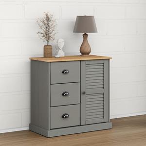VidaXL Dressoir met lades VIGO 78x40x75 cm massief grenenhout grijs