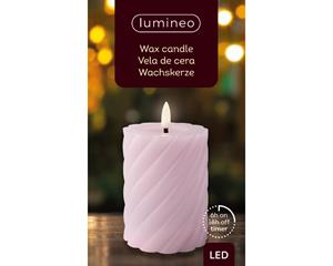 Lumineo LED kaars d7.5h12.5 cm lila/warm wit kerst - 