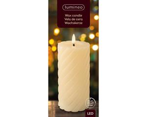 Lumineo LED kaars d7.5h17.5 cm creme/wwt I kerst - 