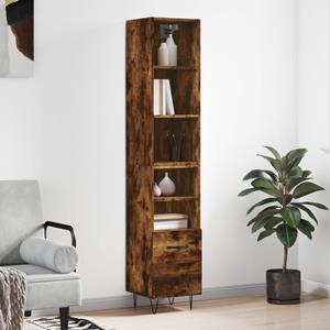 VidaXL Hoge kast 34,5x34x180 cm bewerkt hout gerookt eikenkleurig