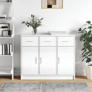 VidaXL Dressoir 91x28x75 cm bewerkt hout hoogglans wit