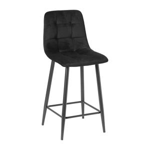 Xenos Barkruk velvet - zwart - 100x50x41.5 cm