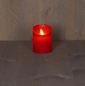 Anna's Collection Batterijverlichting kaars wax rustiek bewegende vlam 7,5x10cm rood 3xaaa/timer - 