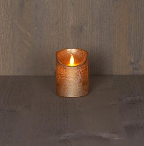 Anna's Collection Batterijverlichting kaars wax rustiek met bewegende vlam goud 10 cm - 