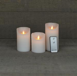 Anna's Collection Batterijverlichting 3 kaarzen wax rustiek met bewegende vlam - 