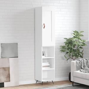 Hoge kast 34,5x34x180 cm bewerkt hout wit