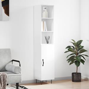 VidaXL Hoge kast 34,5x34x180 cm bewerkt hout hoogglans wit