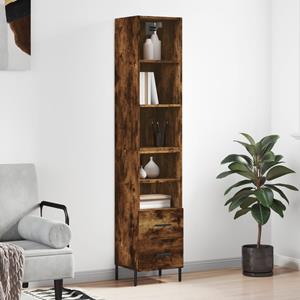 VidaXL Hoge kast 34,5x34x180 cm bewerkt hout gerookt eikenkleurig