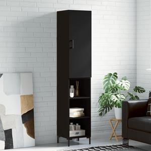 VidaXL Hoge kast 34,5x34x180 cm bewerkt hout zwart