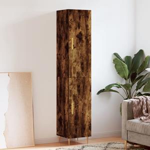 Hoge kast 34,5x34x180 cm bewerkt hout gerookt eikenkleurig