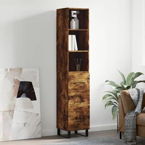 VidaXL Hoge kast 34,5x34x180 cm bewerkt hout gerookt eikenkleurig