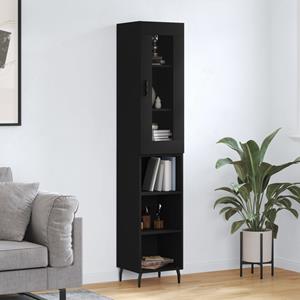 VidaXL Hoge kast 34,5x34x180 cm bewerkt hout zwart