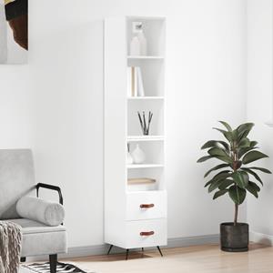 VidaXL Hoge kast 34,5x34x180 cm bewerkt hout hoogglans wit
