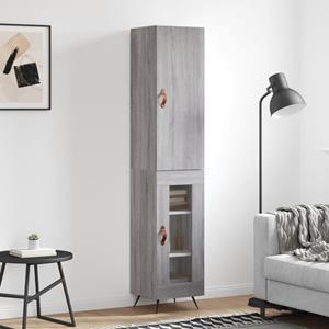 VidaXL Hoge kast 34,5x34x180 cm bewerkt hout grijs sonoma eikenkleurig