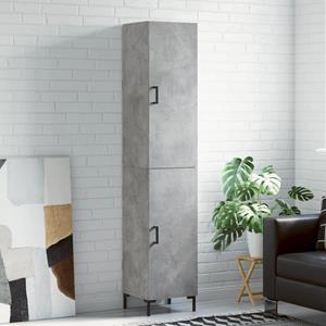 Hoge kast 34,5x34x180 cm bewerkt hout betongrijs