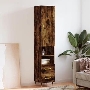 VidaXL Hoge kast 34,5x34x180 cm bewerkt hout gerookt eikenkleurig