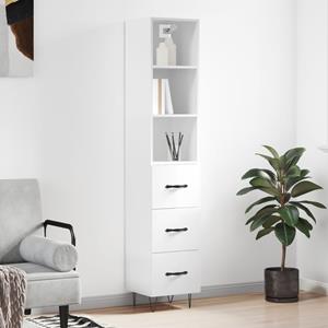 VidaXL Hoge kast 34,5x34x180 cm bewerkt hout hoogglans wit