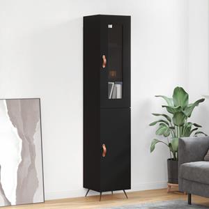 VidaXL Hoge kast 34,5x34x180 cm bewerkt hout zwart