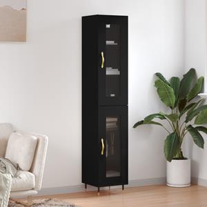 VidaXL Hoge kast 34,5x34x180 cm bewerkt hout zwart