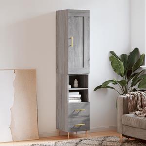 VidaXL Hoge kast 34,5x34x180 cm bewerkt hout grijs sonoma eikenkleurig