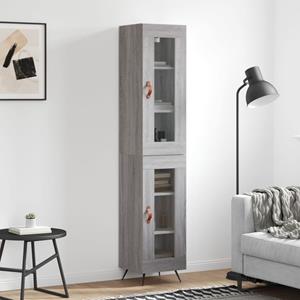 VidaXL Hoge kast 34,5x34x180 cm bewerkt hout grijs sonoma eikenkleurig
