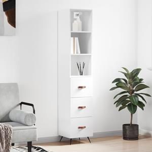 VidaXL Hoge kast 34,5x34x180 cm bewerkt hout hoogglans wit