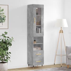 VidaXL Hoge kast 34,5x34x180 cm bewerkt hout betongrijs