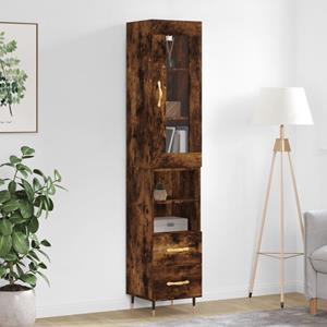 VidaXL Hoge kast 34,5x34x180 cm bewerkt hout gerookt eikenkleurig