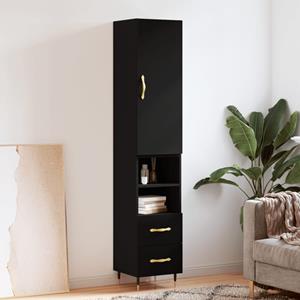 VidaXL Hoge kast 34,5x34x180 cm bewerkt hout zwart