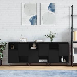 VidaXL Dressoirs 3 st bewerkt hout zwart