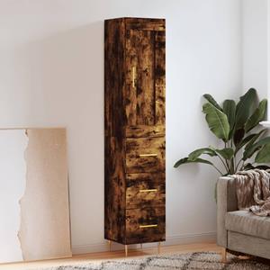 VidaXL Hoge kast 34,5x34x180 cm bewerkt hout gerookt eikenkleurig