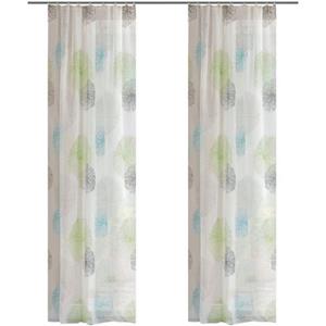 Vorhang RAWLINS, HOME WOHNIDEEN, Kräuselband (2 St), transparent, Voile, 2er Pack Zugbandschal RAWLINS bedruckt