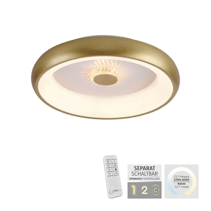 Leuchten Direkt Plafondlamp Vertigo Mat Goud Ø 45cm Afstandsbediening