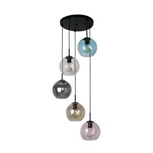 Mardi Gras ii 5-Licht-Pendelleuchte Schwarz, farbiges Glas - Searchlight