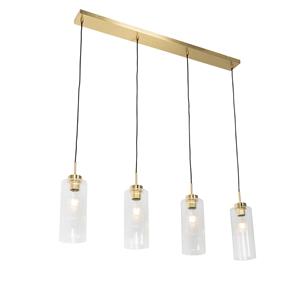 qazqa Art-Deco-Hängelampe Gold mit Glas 4-flammig - Laura - Gold