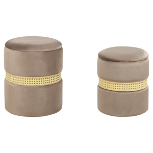 BELIANI Poef set van 2 fluweel taupe MEDFORD