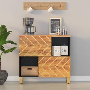 VidaXL Dressoir 80x33,5x75 cm massief mangohout bruin en zwart