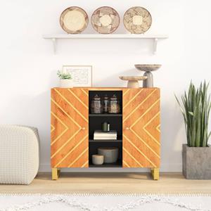 VidaXL Dressoir 90x33,5x75 cm massief mangohout bruin en zwart