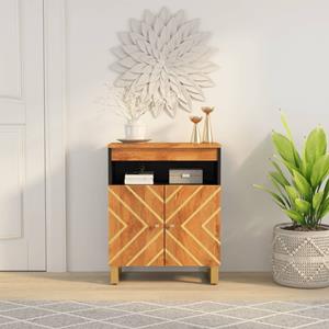 VidaXL Dressoir 60x33,5x75 cm massief mangohout bruin en zwart
