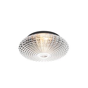 qazqa Klassische Deckenleuchte schwarz mit Rauchglas 35 cm IP44 - Nohmi - Transparent
