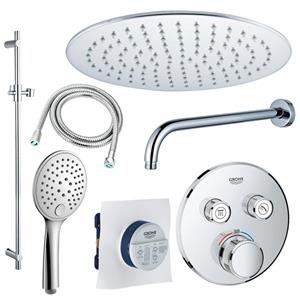 GROHE Grohtherm Regendoucheset opbouw - hoofddouche 25 cm - handdouche rond - wandarm - glijstang 90 cm - chroom sw105953 SW104917  SW720552 SW496814 SW767373 SW76