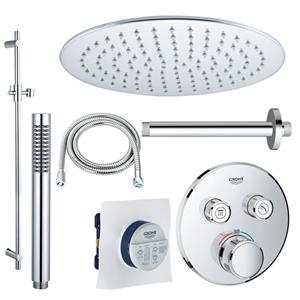 GROHE Grohtherm Regendoucheset opbouw - hoofddouche 25cm - 2 functies - handdouche staaf 1 stand - plafondarm - glijstang 90 cm - chroom sw105953 SW104917  SW720552 SW496810 SW767373 SW76