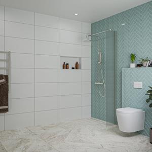 Fortifura Galeria inloopdouche - 30x200cm - ribbelglas - wandarm - Geborsteld RVS PVD (RVS) SW797945/SW797908