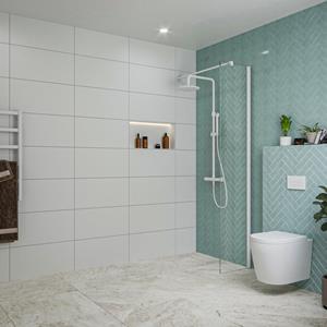 Fortifura Galeria inloopdouche - 40x200cm - helder glas - wandarm - mat wit SW797911/SW797906