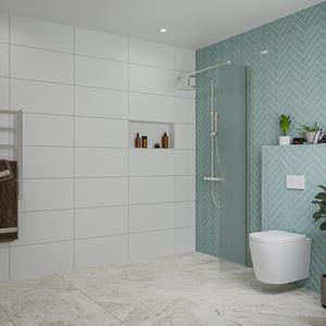 Fortifura Galeria inloopdouche - 40x200cm - ribbelglas - wandarm - Geborsteld RVS PVD (RVS) SW797948/SW797908