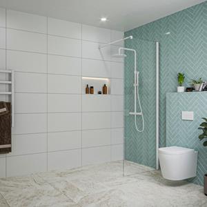 Fortifura Galeria inloopdouche - 70x200cm - helder glas - wandarm - mat wit SW797913/SW797906